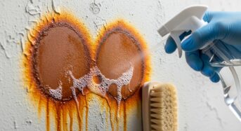 Nettoyage chimique des traces de rouille sur enduit