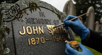 Refaire les inscriptions dorées sur un vieux monument funéraire
