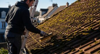 Démoussage manuel pour toiture : brosse dure et effort nécessaire