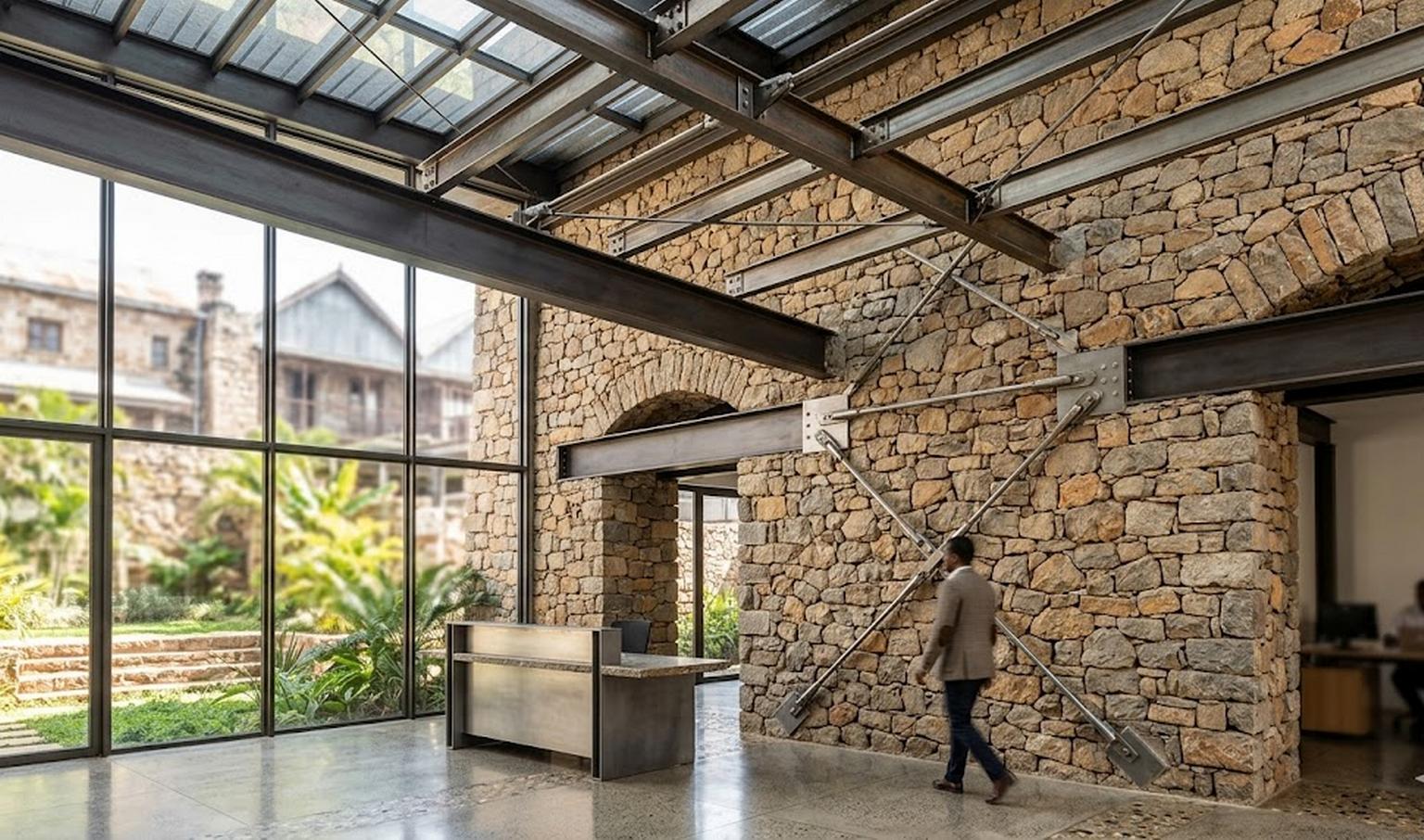 Esthétique IPN et mur porteur en pierre apparente