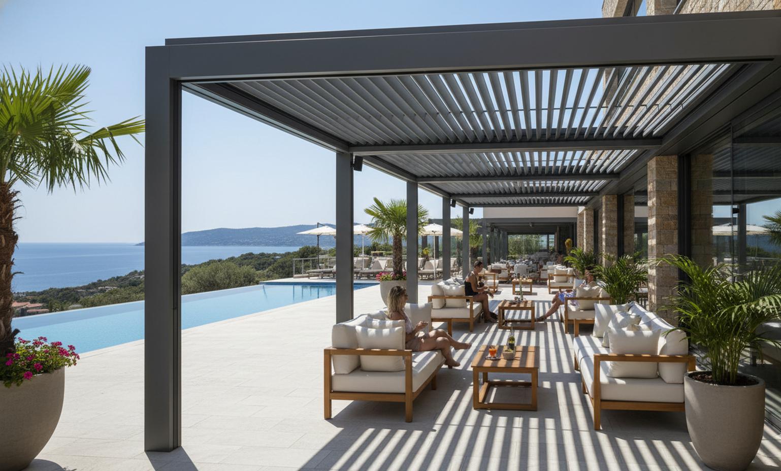 Gérer la luminosité et la chaleur grâce à la pergola bioclimatique en hôtellerie