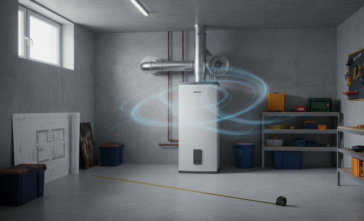 Installation de chauffe-eau sur air ambiant pour une pièce de 20m3