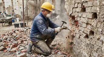 Nettoyage et démolition des briques de poche de coulée usées