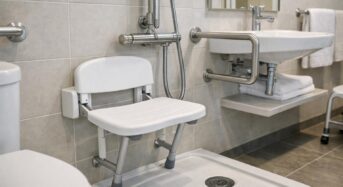 Siège de douche mural : gain de place dans une salle de bain adaptée